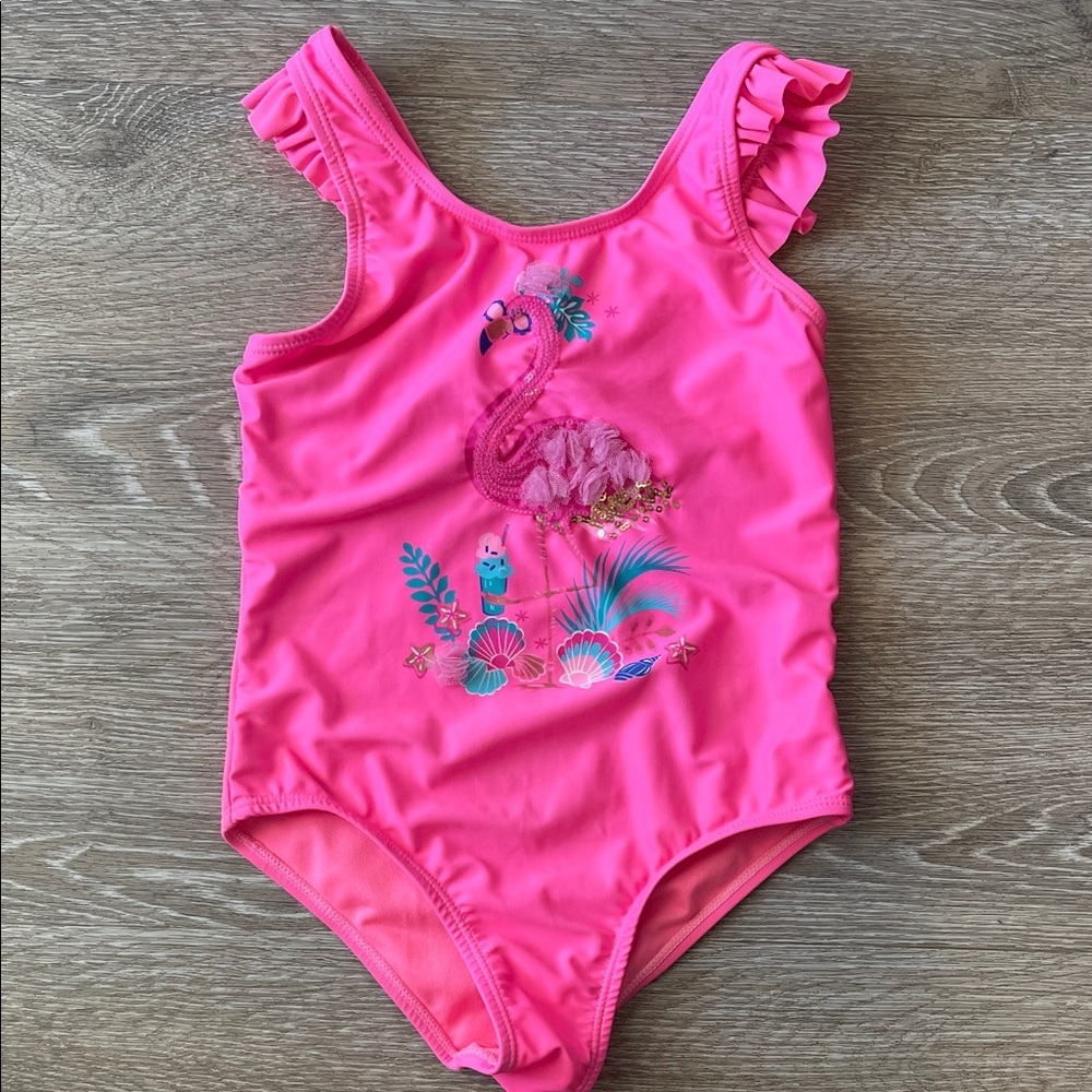 Girl's Pink Flamingo Swimsuit